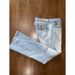 Mek Denim New York Bootcut Jeans 30x34L Light Wash Distressed Flap Pockets